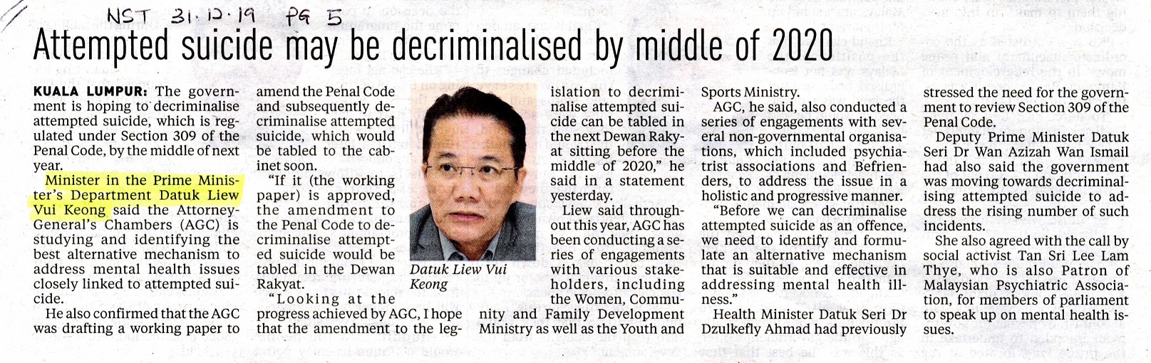 2. New Straits Times 31 December 2019 PG 5