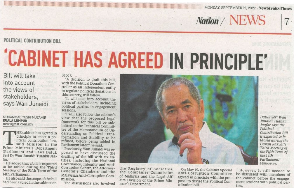 NST 12 September 2022 cabinet has agreed in principle