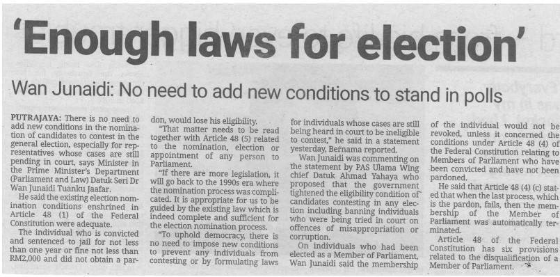 The Star 7 September 2022 enough laws for election