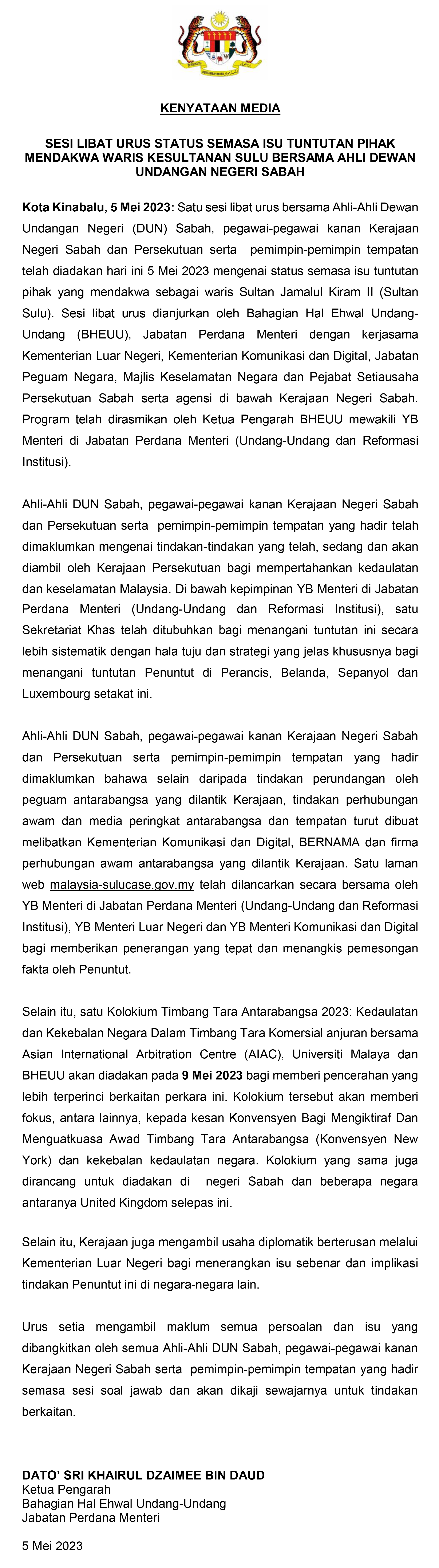 Kenyataan media BHEUU Sabah 5 Mei 2023 1